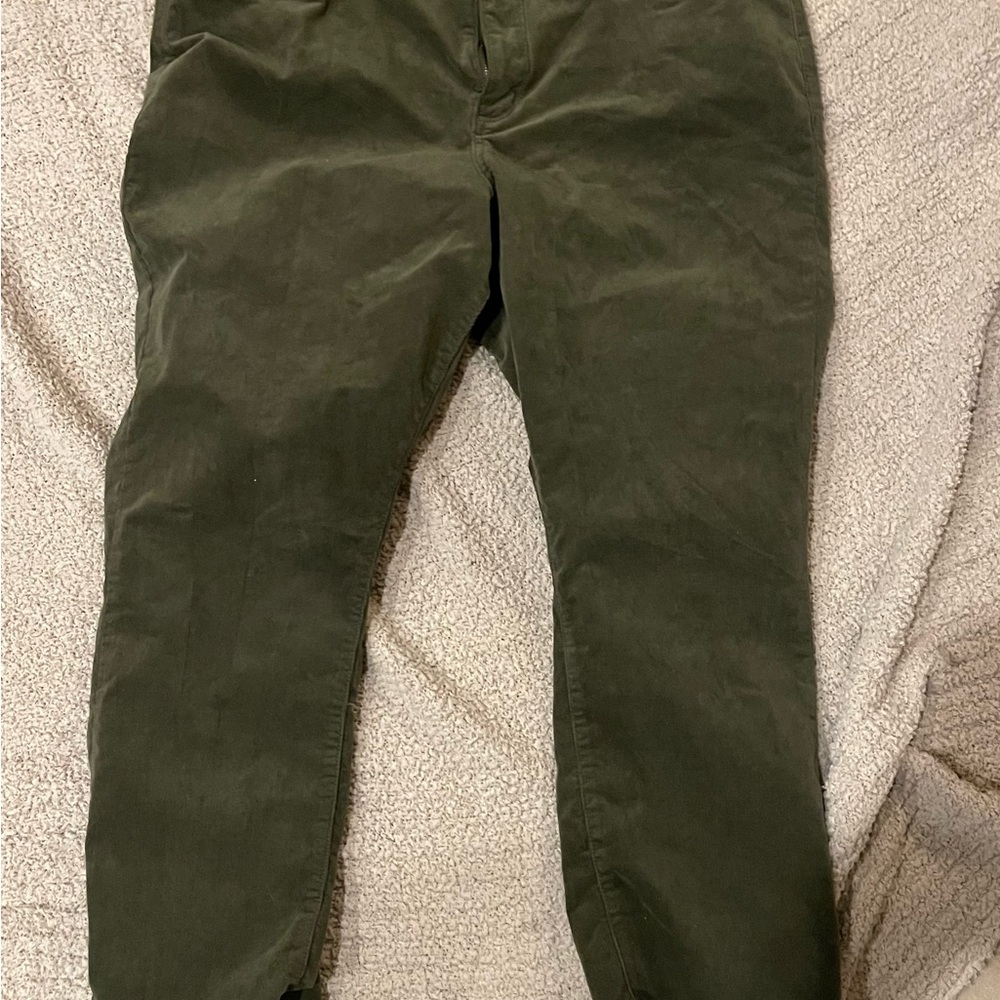 St. John's Bay Dark Olive Soft Corduroy Women’s Straight Leg Pants (petite)